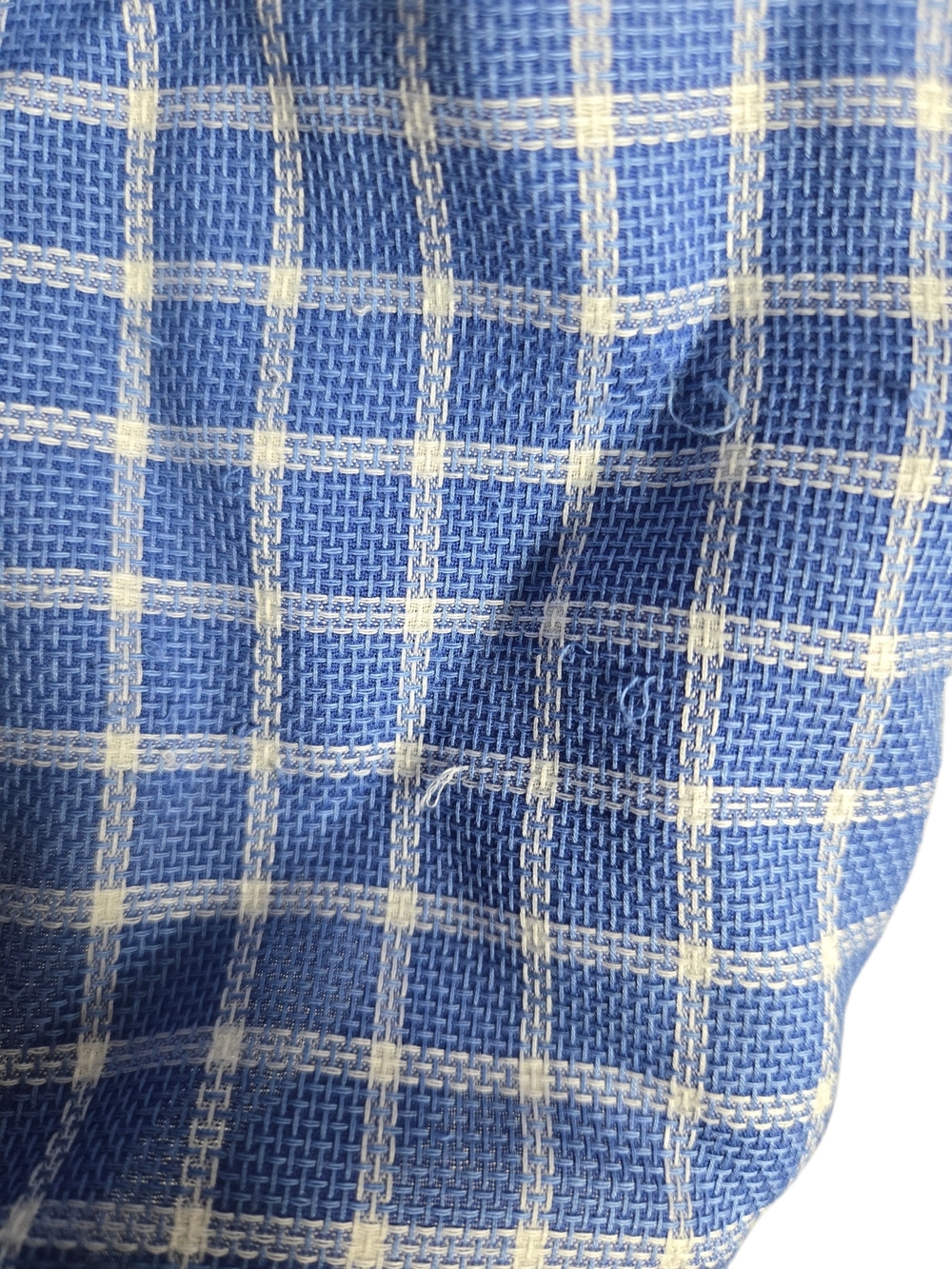 Johnston & Murphy Blue Windowpane Check Button Down Shirt Cotton Medium - Picture 5 of 8